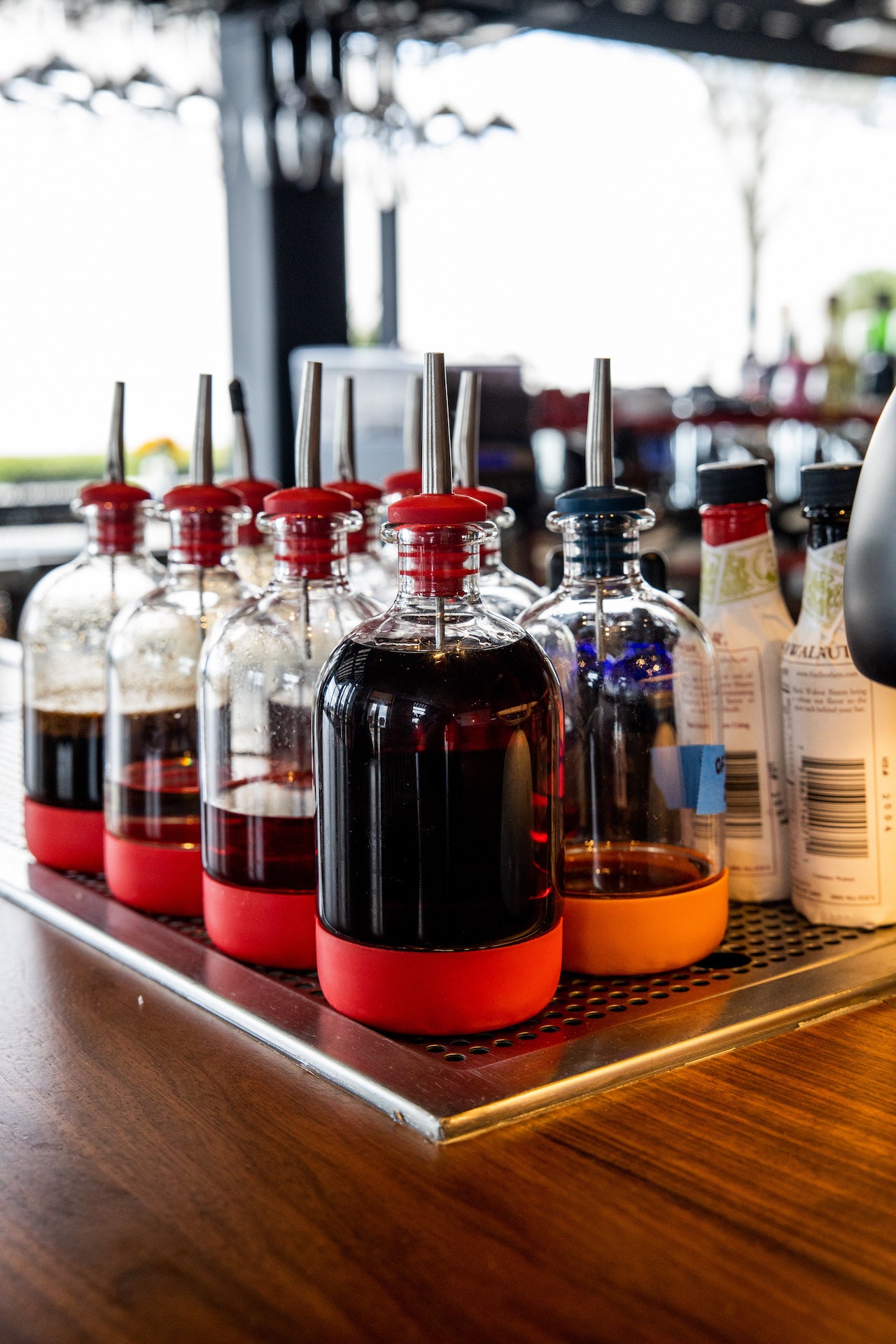 Simple Syrup Bottles in a Coffee Shop