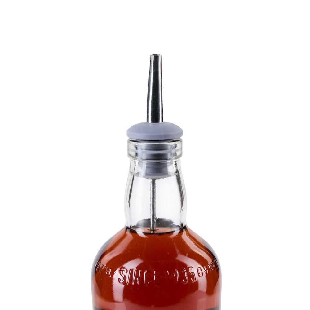 Stone gray oversized liquor pourer in Bourbon bottleneck
