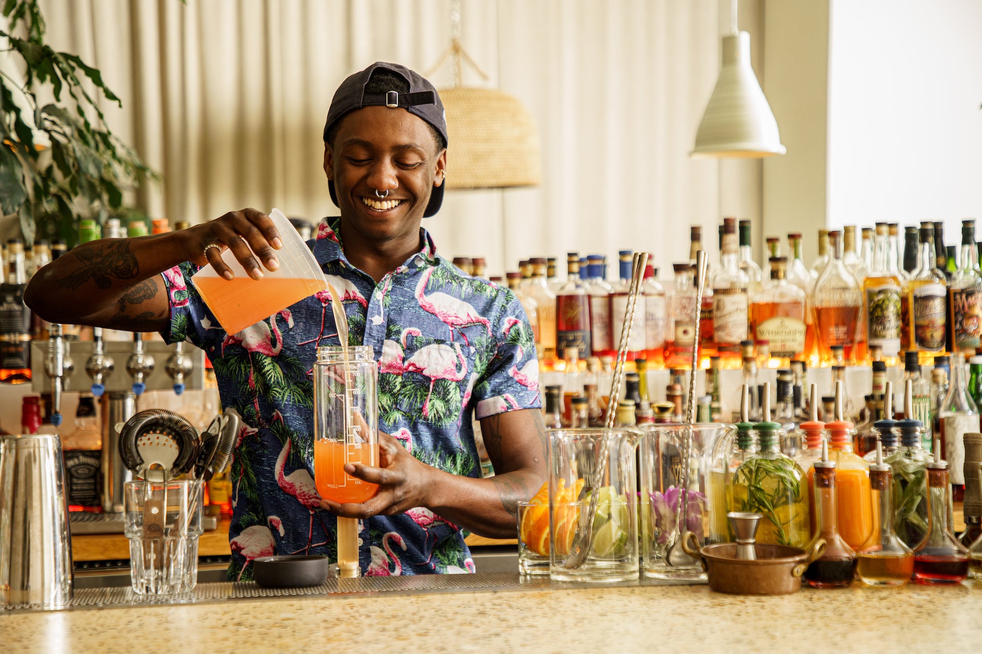 bartender preparing ingredients for a shift