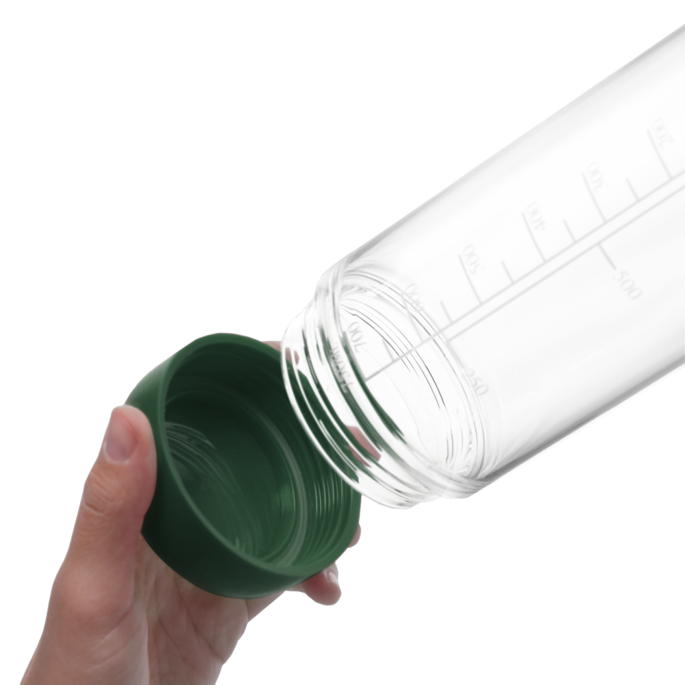Glass bottle with removable base in Basil color