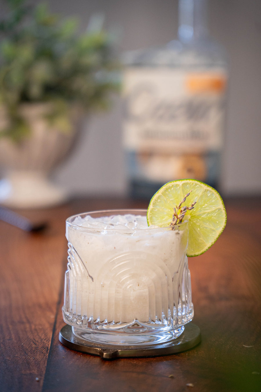 Lavender coconut margarita made with lavender lemonade cocktail kit from Crew Barware