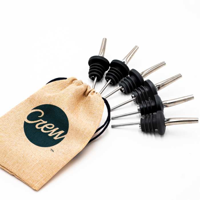 6-pack pepper liquor bottle pourers | Crew Barware