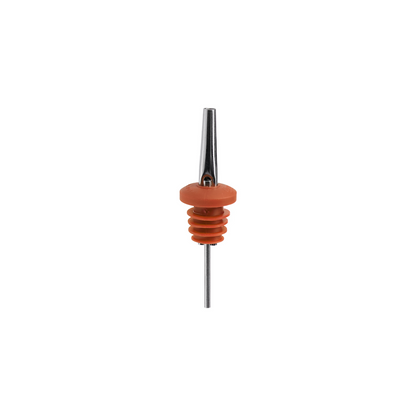 Burnt orange liquor pourer on a white background