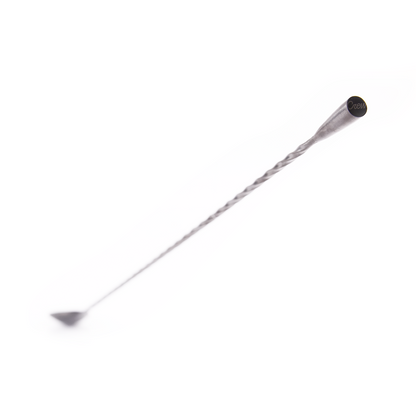 Cocktail bar spoon with twisted handle on a white background