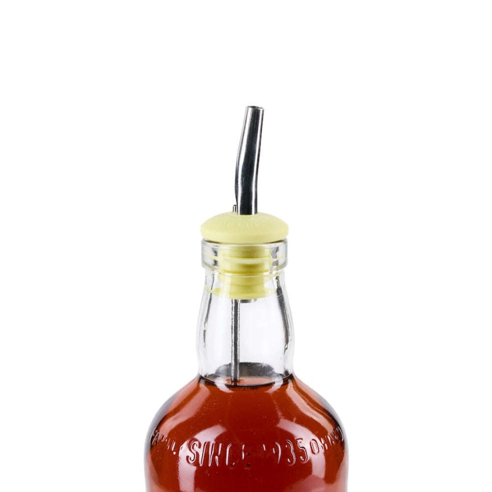 Citrus lime yelllow oversized liquor pourer in Bourbon bottleneck 