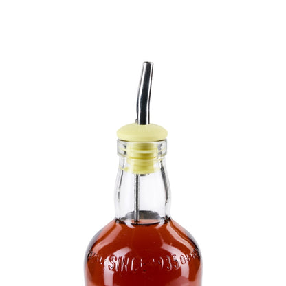 Citrus lime yelllow oversized liquor pourer in Bourbon bottleneck 