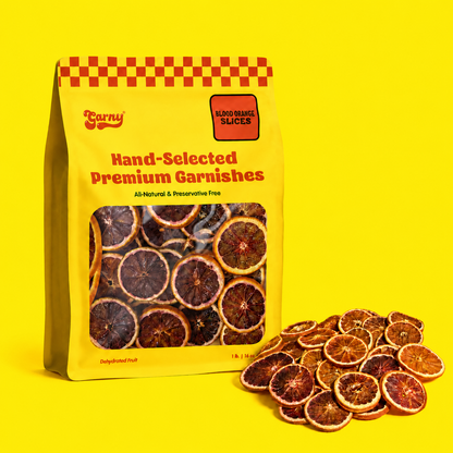 Garny dehydrated blood orange slices cocktail garnish with product pouch