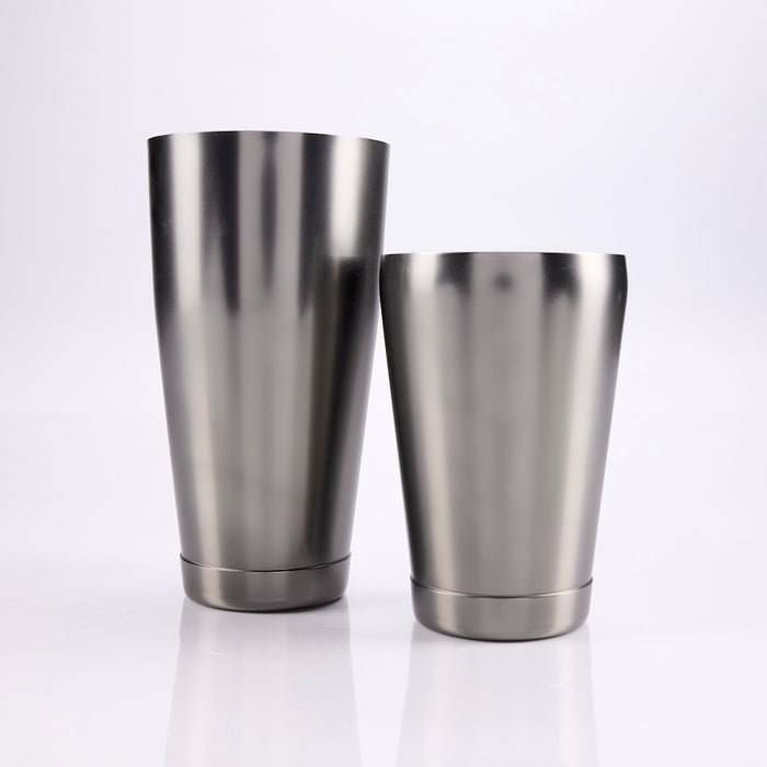 Boston-style craft cocktail shaker tins with sleek matte black finish