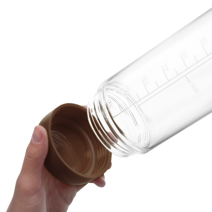 Glass bottle with removable base in Mocha brown color