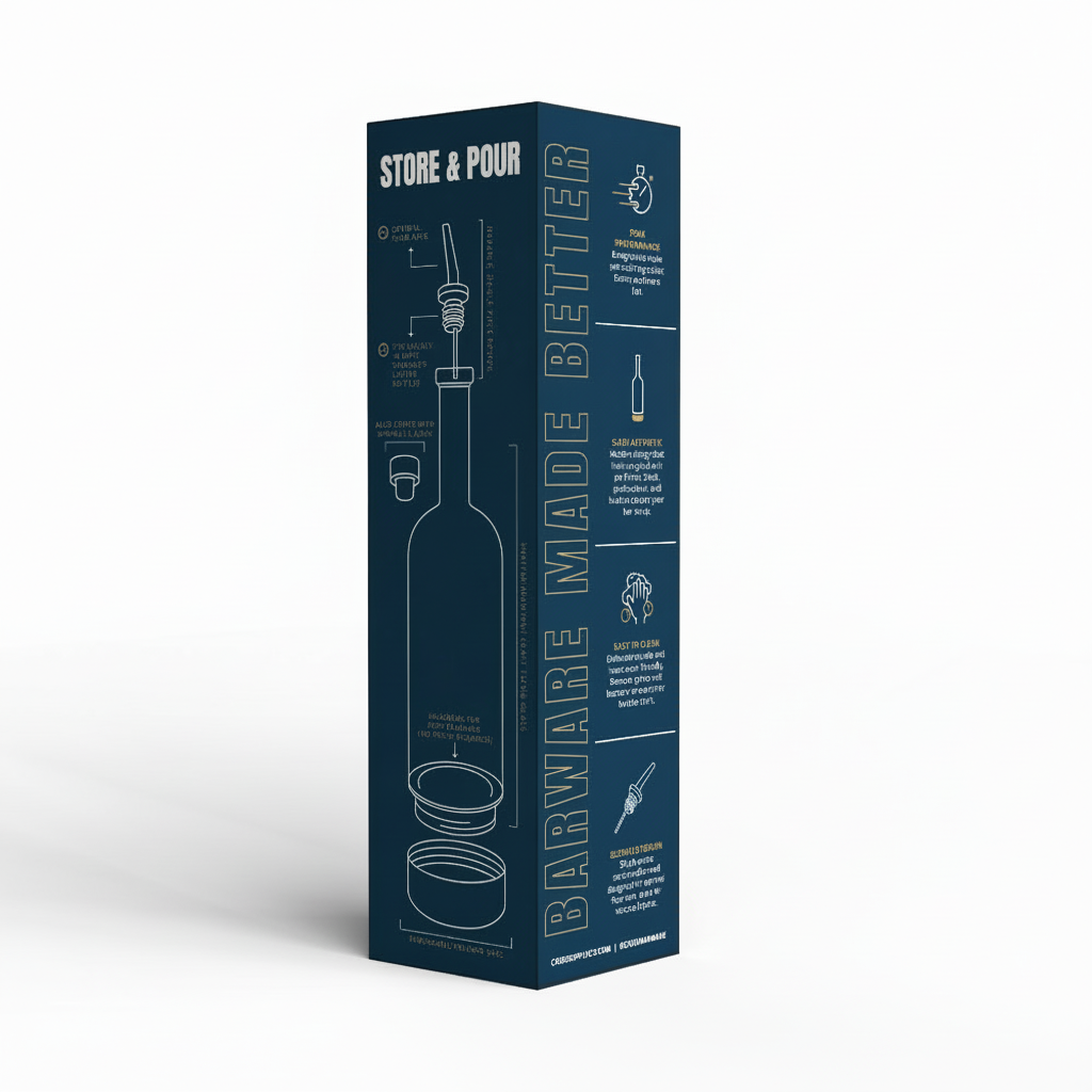 Back of the Crew Bottle retail gift box with product features and information on it