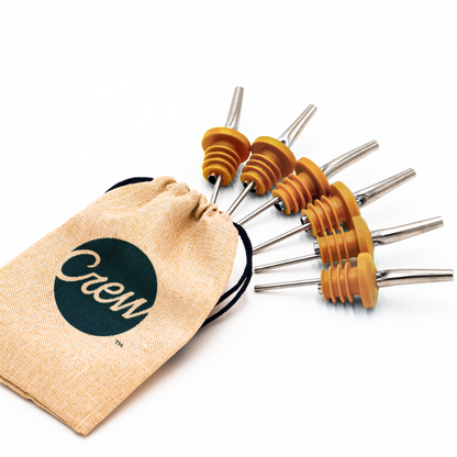 6-pack Marigold liquor bottle pourers | Crew Barware