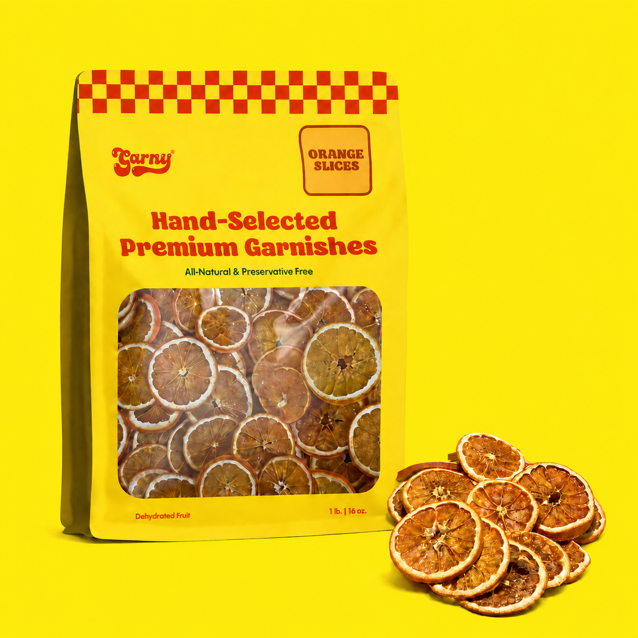 Garny dehydrated orange slices cocktail garnish with product pouch